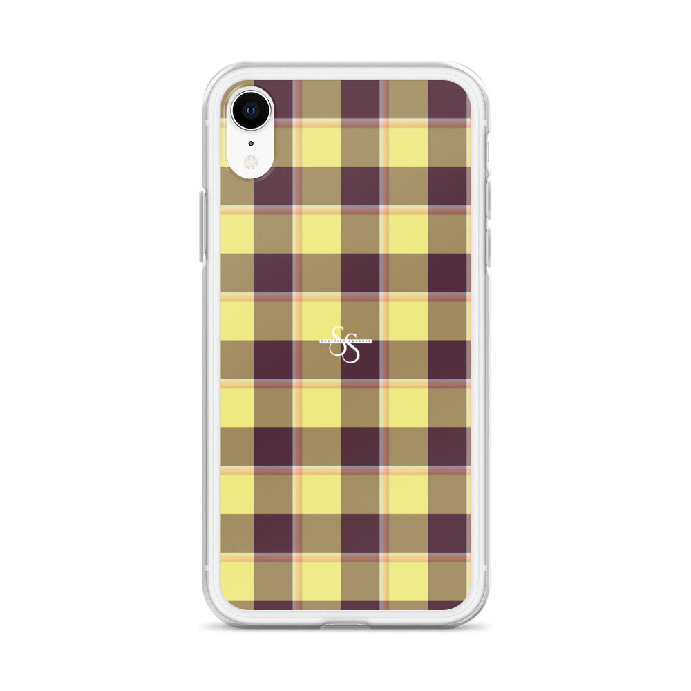 Clear Case for iPhone Flax and Livid Brown Plaid - Scottish Squares