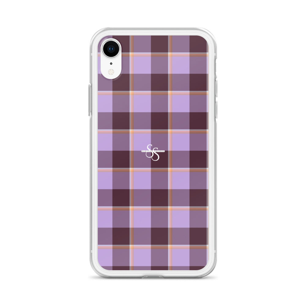 Clear Case for iPhone Light Wisteria and Livid Brown Plaid - Scottish Squares