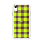 Clear Case for iPhone Electric Lime and Livid Brown Plaid - Scottish Squares