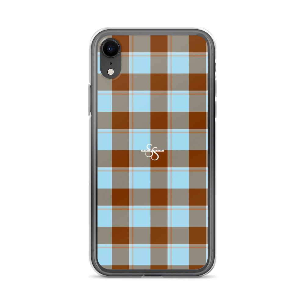 Clear Case for iPhone Blizzard Blue and Livid Brown Plaid iPhone XR - Scottish Squares