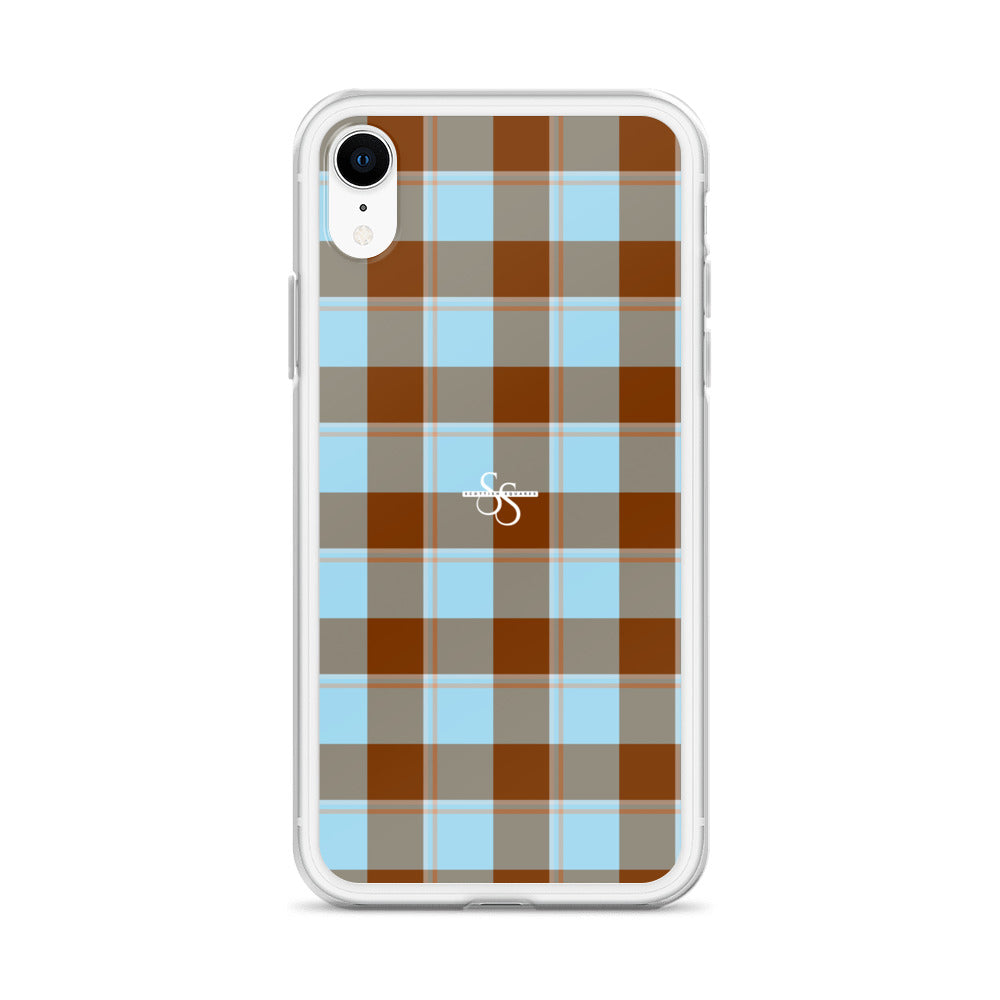 Clear Case for iPhone Blizzard Blue and Livid Brown Plaid - Scottish Squares