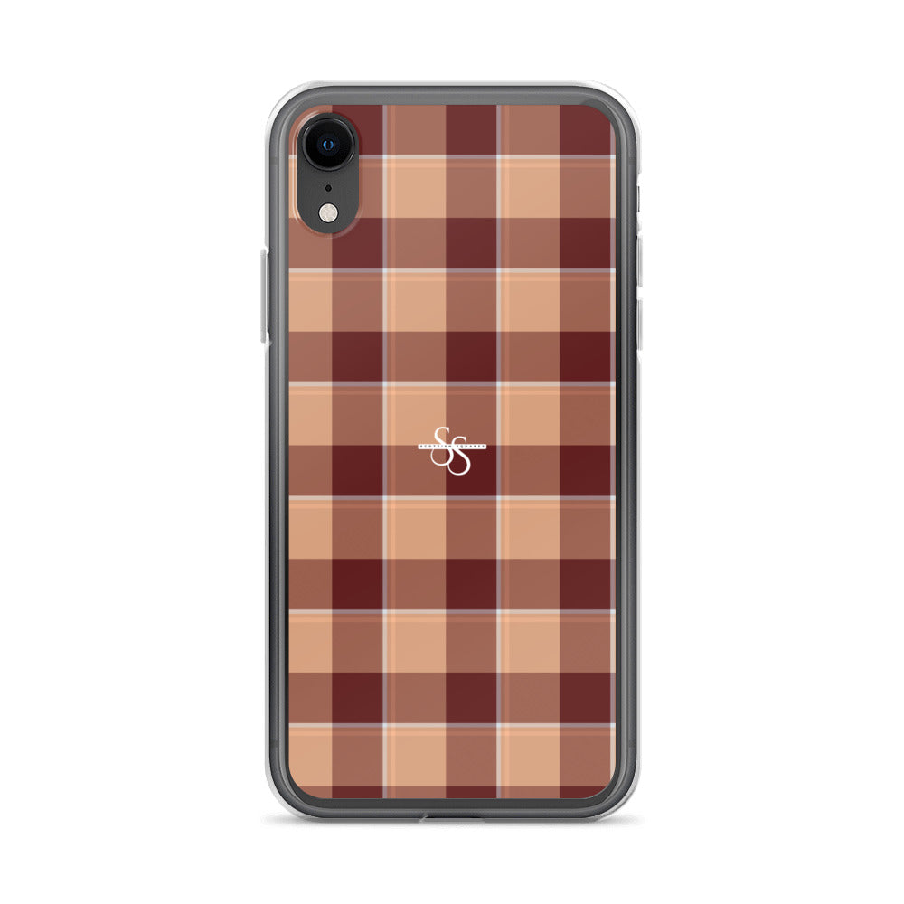 Clear Case for iPhone Whiskey and Livid Brown Plaid iPhone XR - Scottish Squares