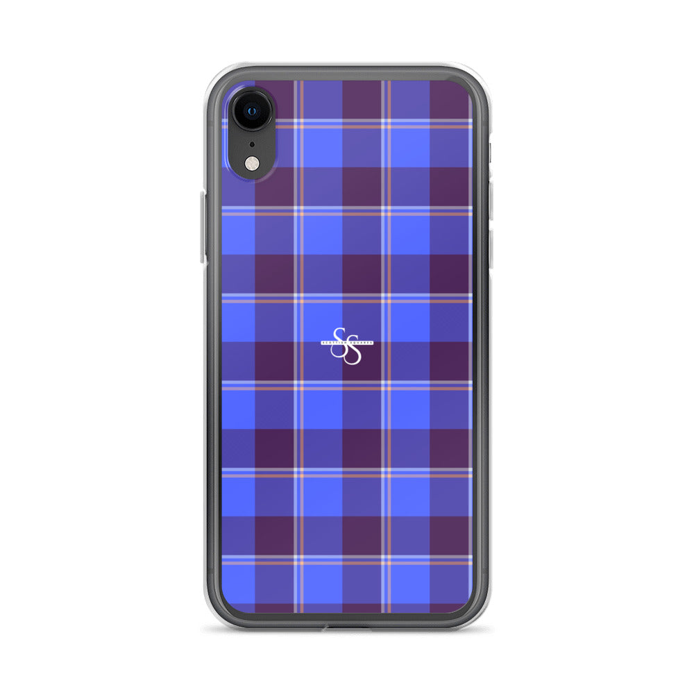 Clear Case for iPhone Cornflower Blue and Livid Brown Plaid iPhone XR - Scottish Squares