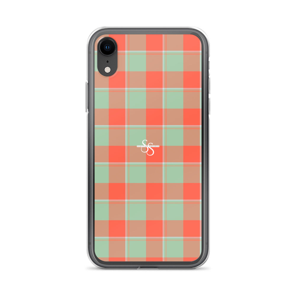 Clear Case for iPhone Spring Rain and Persimmon Plaid iPhone XR - Scottish Squares