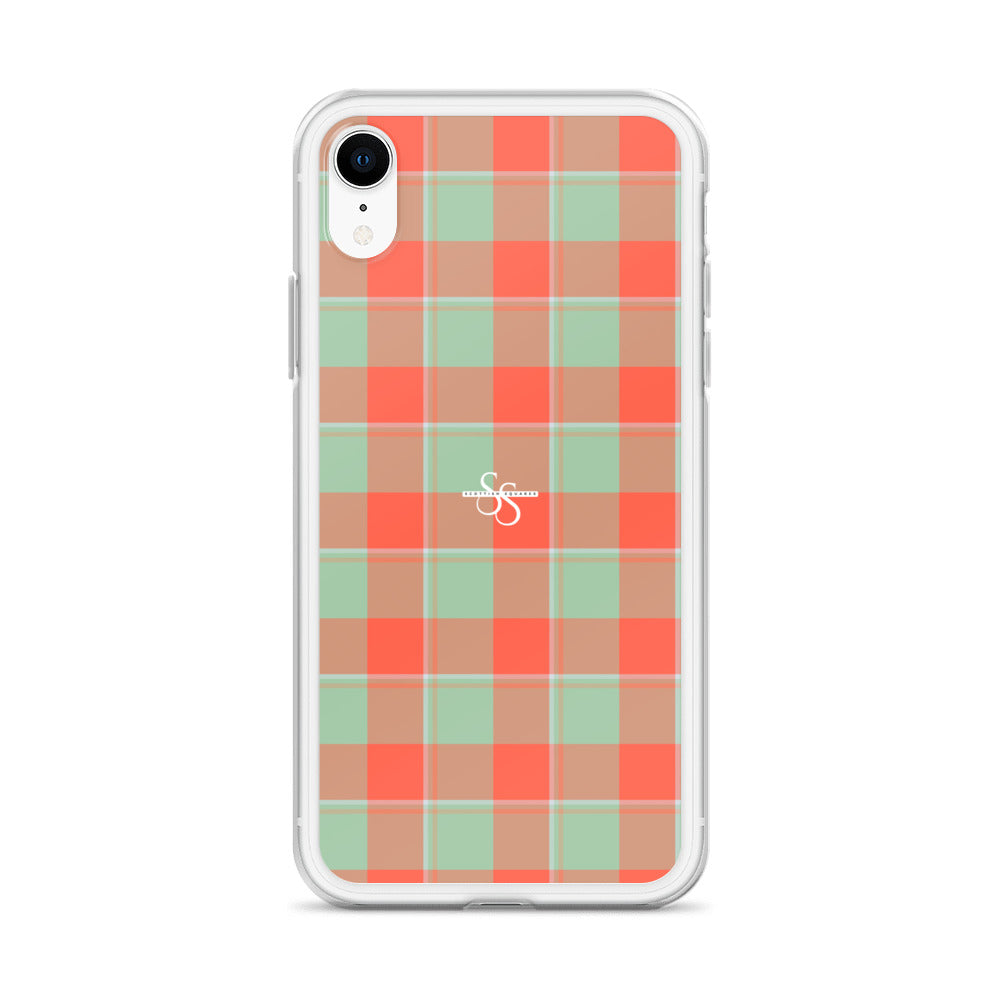 Clear Case for iPhone Spring Rain and Persimmon Plaid - Scottish Squares