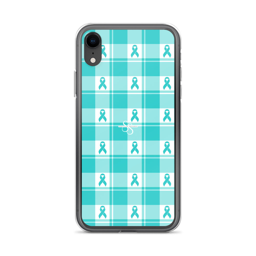 Clear Case for iPhone Ovarian Cancer Awareness Plaid iPhone XR - Scottish Squares