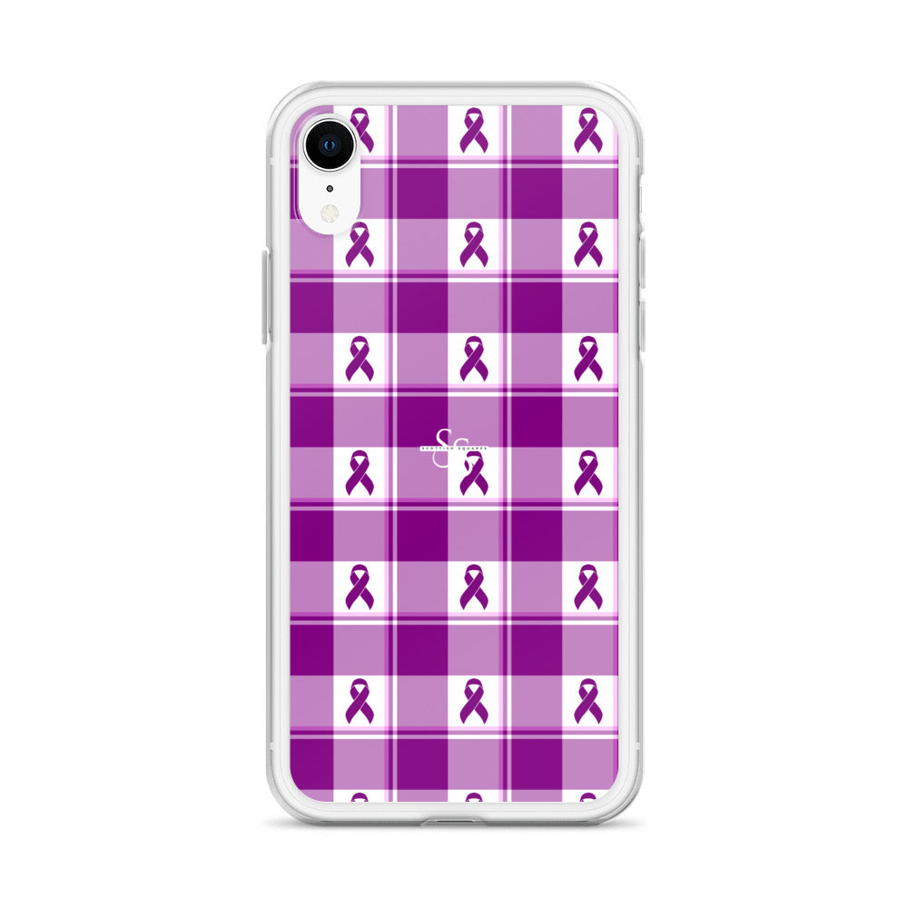Clear Case for iPhone Pancreatic Cancer Awareness Plaid - Scottish Squares