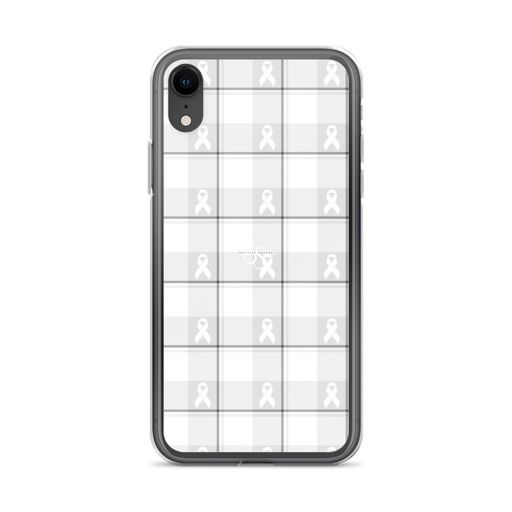 Clear Case for iPhone Lung Cancer Awareness Plaid, White Ribbon, Supportive Gift iPhone XR - Scottish Squares