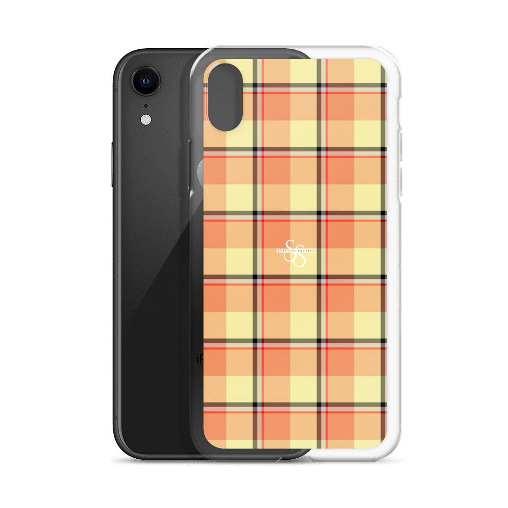 Clear Case for iPhone Claystone and Morning Mist Plaid - Scottish Squares