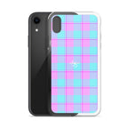 Clear Case for iPhone Mauve and Coastal Mist Plaid - Scottish Squares