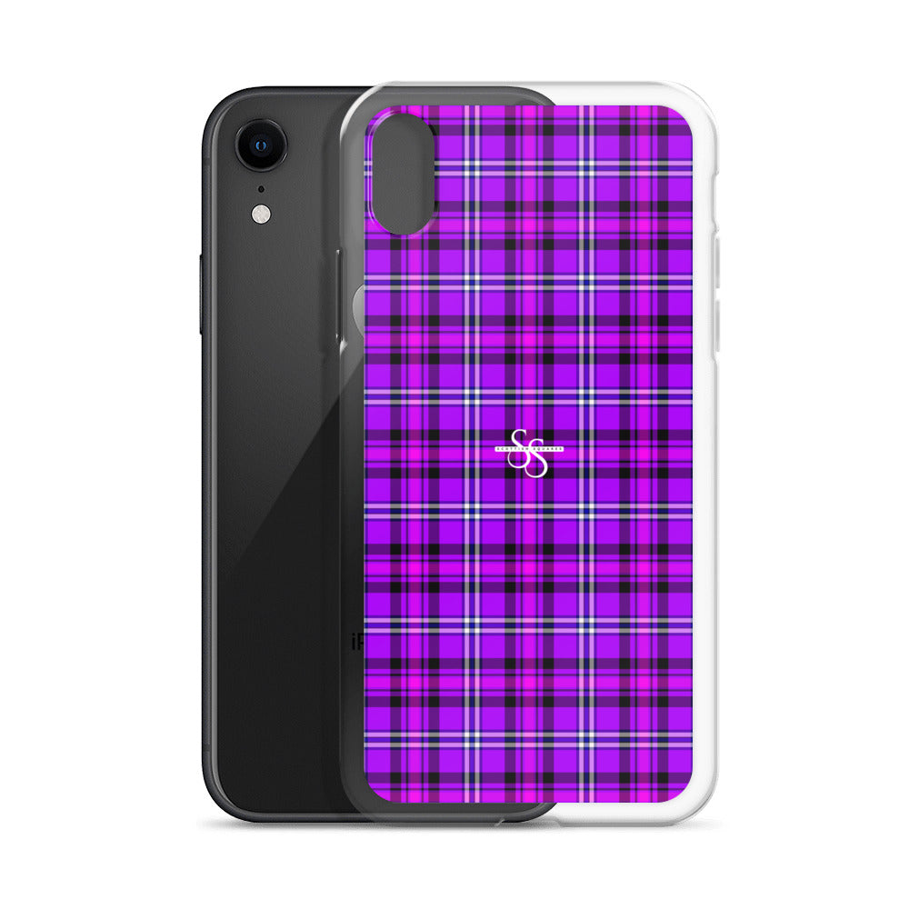 Clear Case for iPhone Electric Violet and Fuchsia Plaid - Scottish Squares