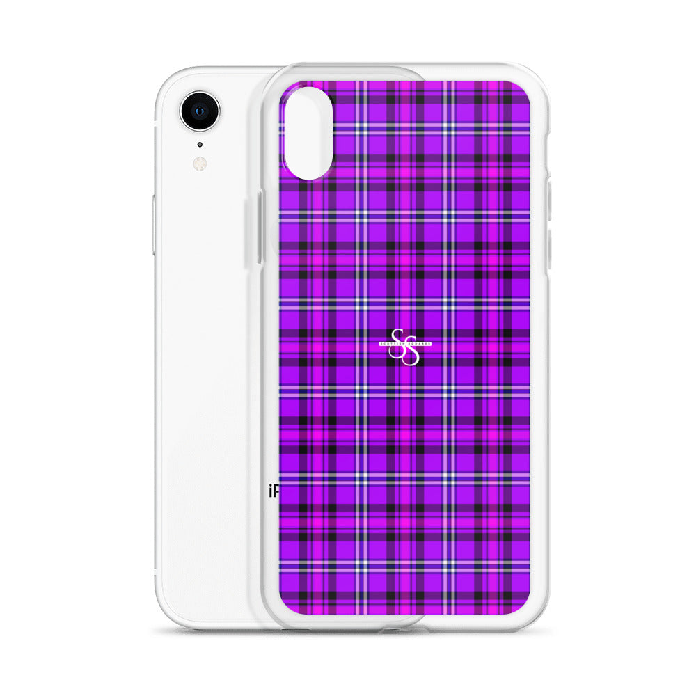 Clear Case for iPhone Electric Violet and Fuchsia Plaid - Scottish Squares