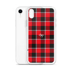 Clear Case for iPhone Red Ribbon and Heavy Metal Plaid - Scottish Squares