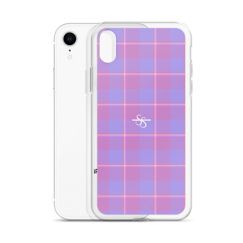 Clear Case for iPhone Viola and Dull Lavender Plaid - Scottish Squares