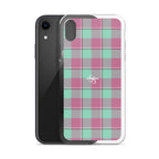 Clear Case for iPhone Vista Blue and Turkish Rose Plaid - Scottish Squares