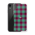 Clear Case for iPhone Ocean Green and Mulberry Wood Plaid - Scottish Squares