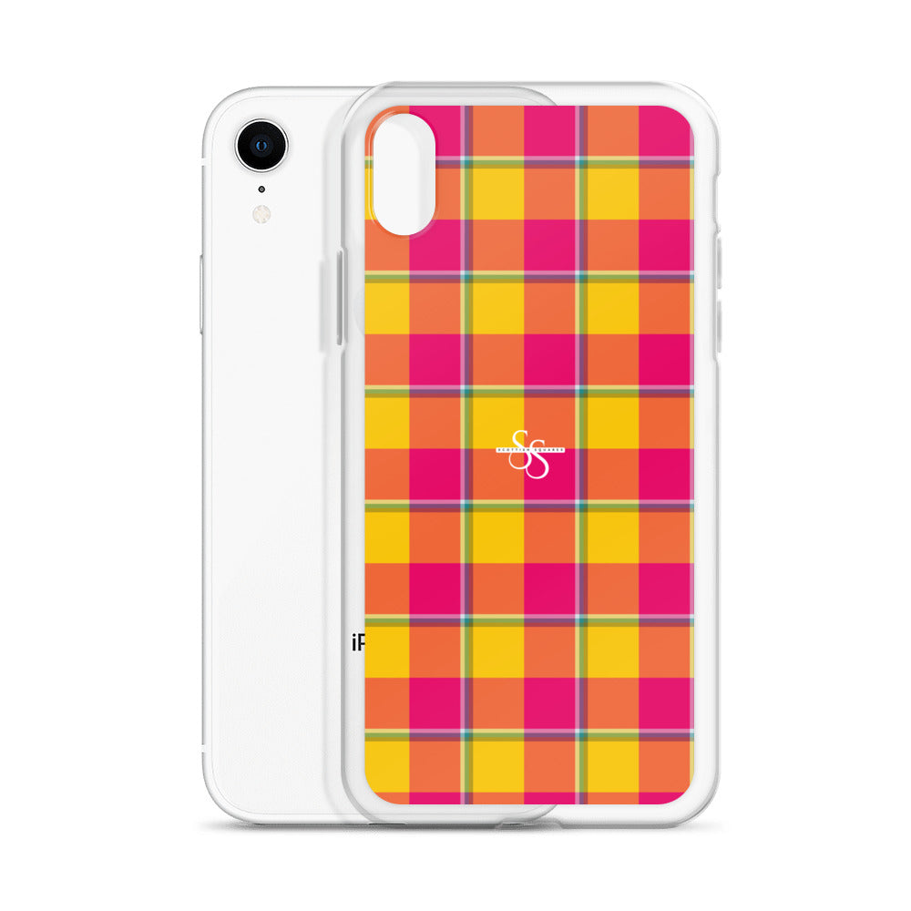 Clear Case for iPhone Corn and Razzmatazz Plaid - Scottish Squares