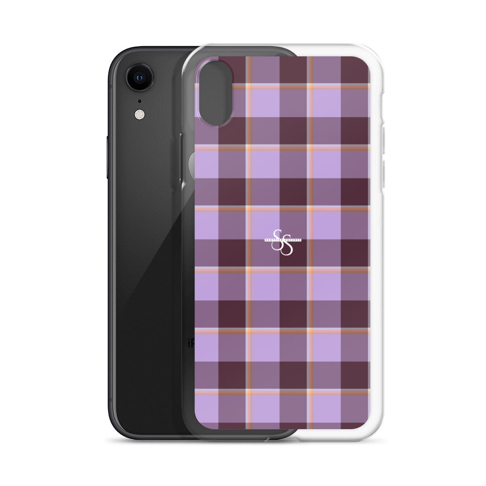Clear Case for iPhone Light Wisteria and Livid Brown Plaid - Scottish Squares