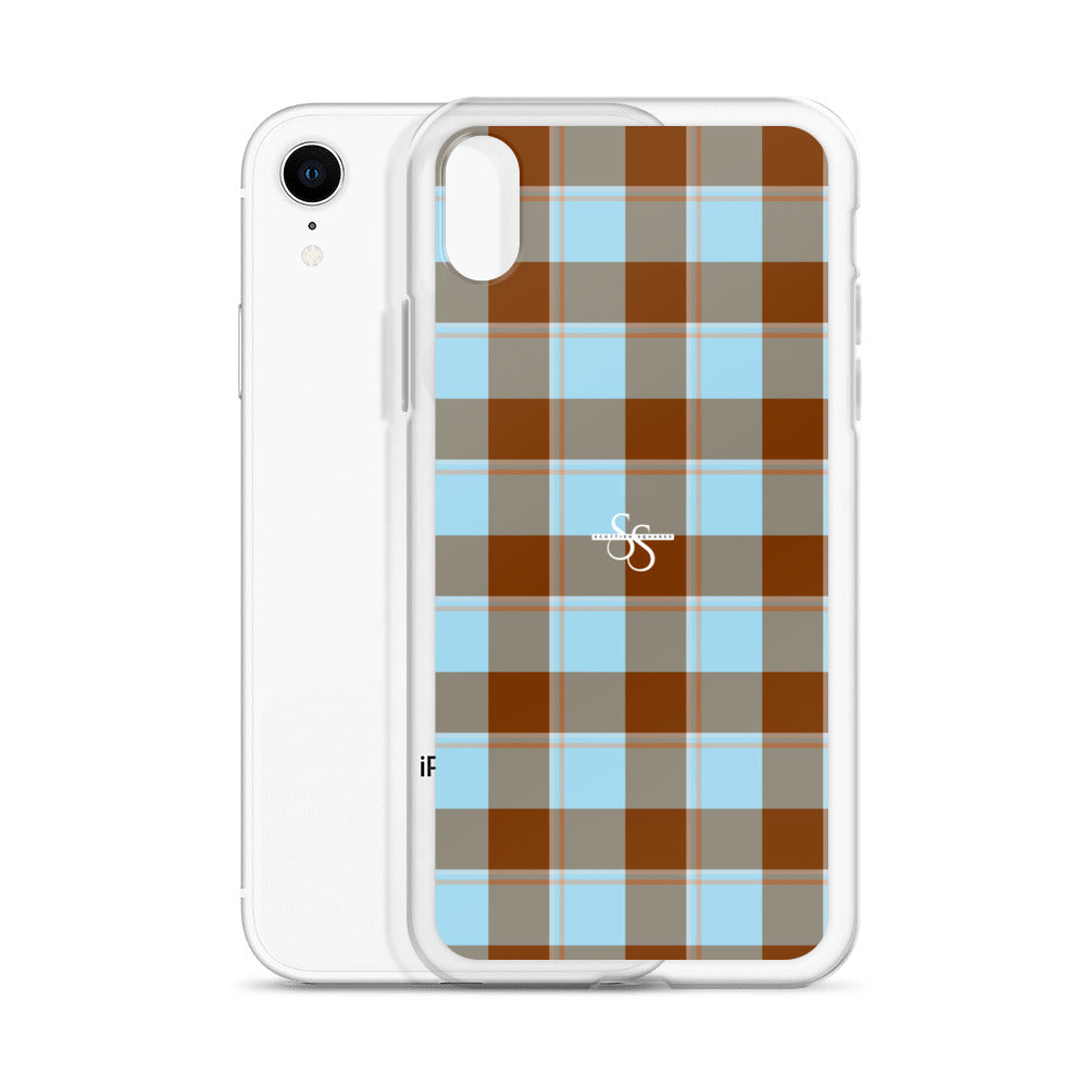 Clear Case for iPhone Blizzard Blue and Livid Brown Plaid - Scottish Squares