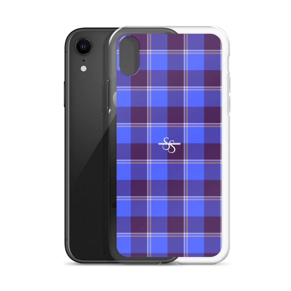 Clear Case for iPhone Cornflower Blue and Livid Brown Plaid - Scottish Squares