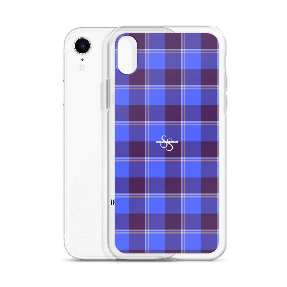 Clear Case for iPhone Cornflower Blue and Livid Brown Plaid - Scottish Squares
