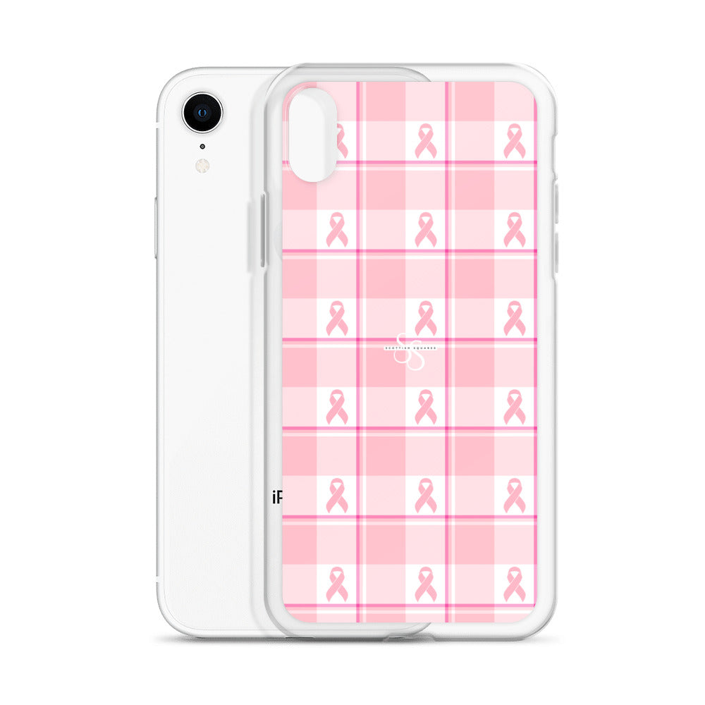 Clear Case for iPhone Breast Cancer Awareness Plaid - Scottish Squares