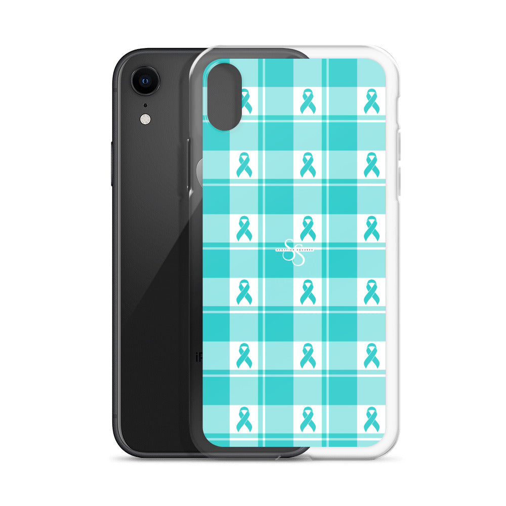 Clear Case for iPhone Ovarian Cancer Awareness Plaid - Scottish Squares