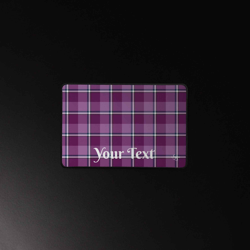 Personalized Purple and Trendy Pink Plaid Desk Mat - Scottish Squares