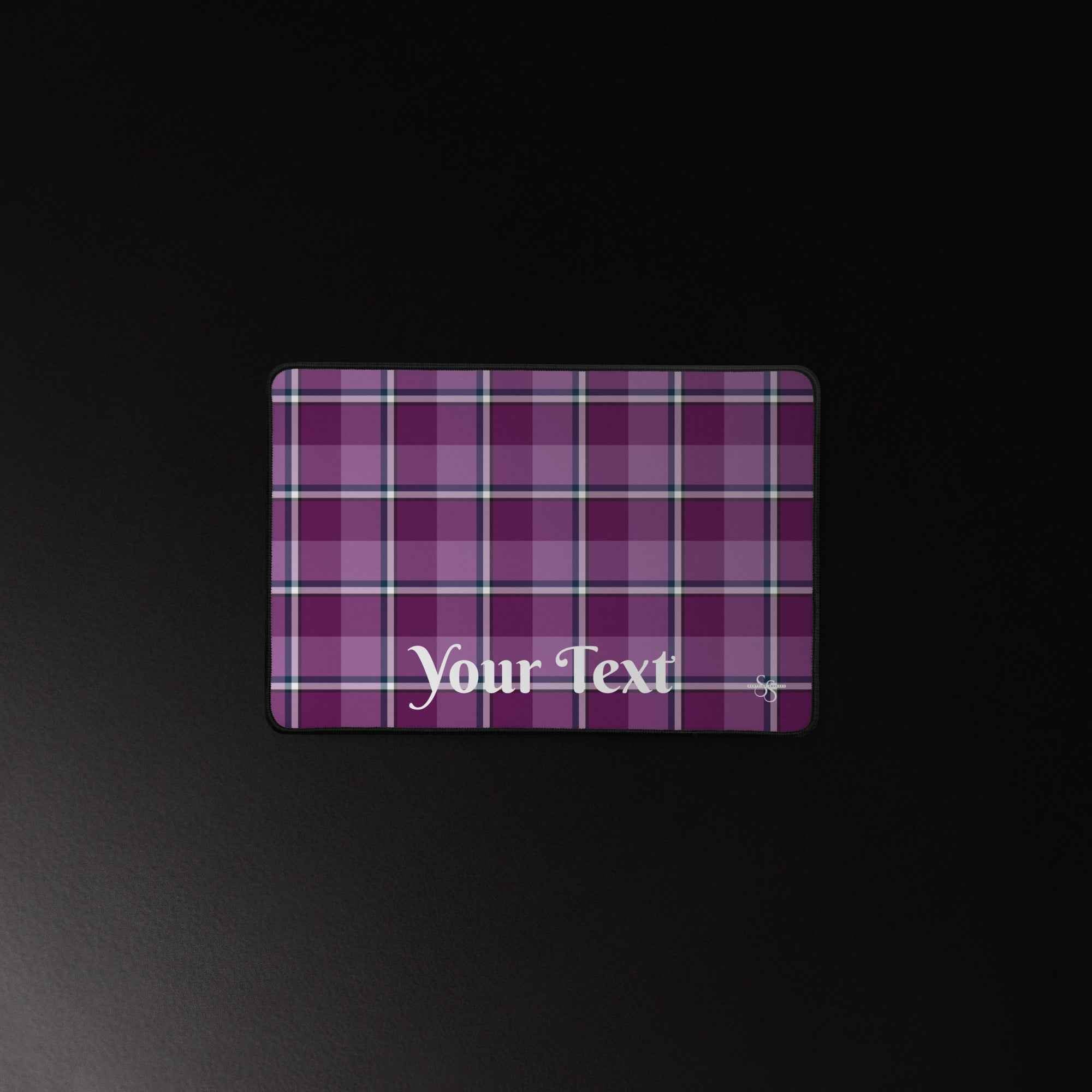Personalized Purple and Trendy Pink Plaid Desk Mat - Scottish Squares