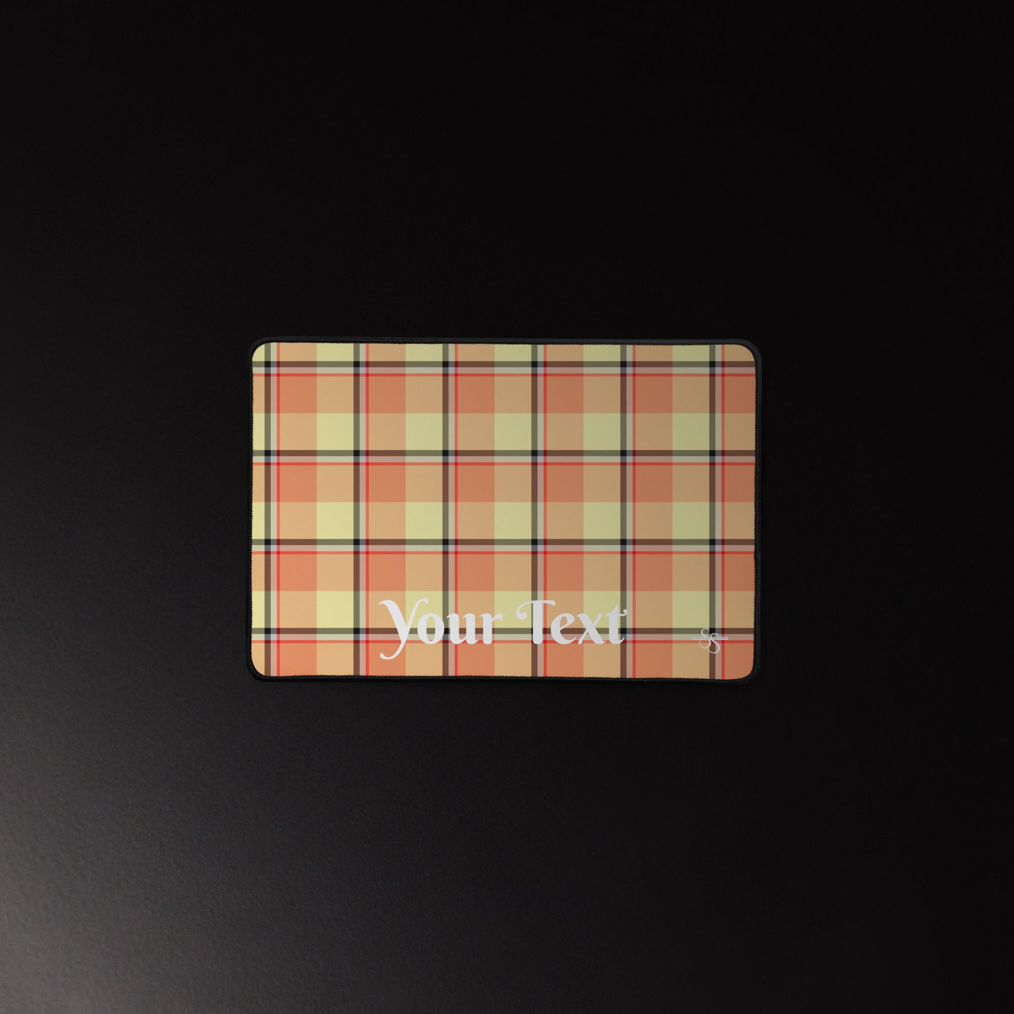 Personalized Claystone and Morning Mist Plaid Desk Mat - Scottish Squares