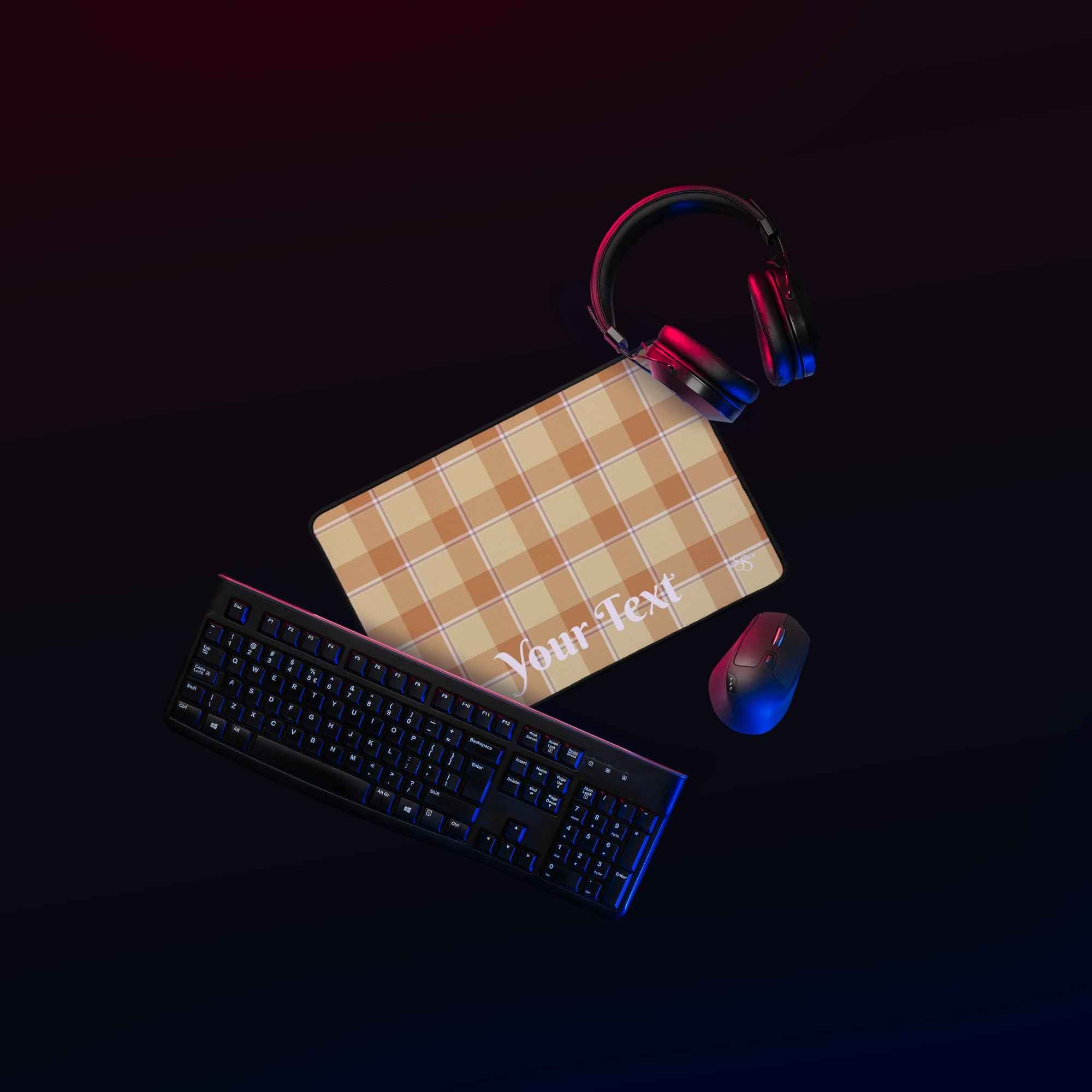 Personalized Zombie and Copper Plaid Desk Mat - Scottish Squares