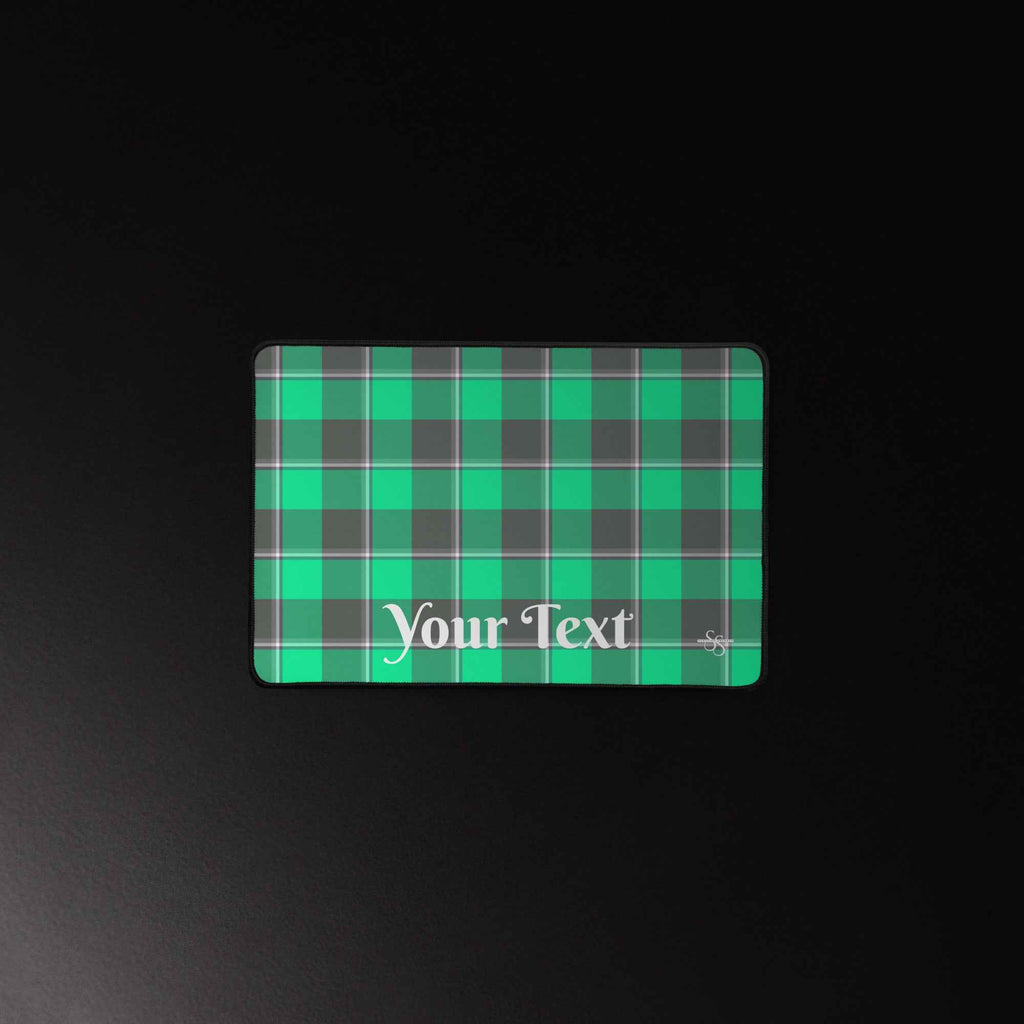 Personalized Spring Green and Finlandia Plaid Desk Mat - Scottish Squares