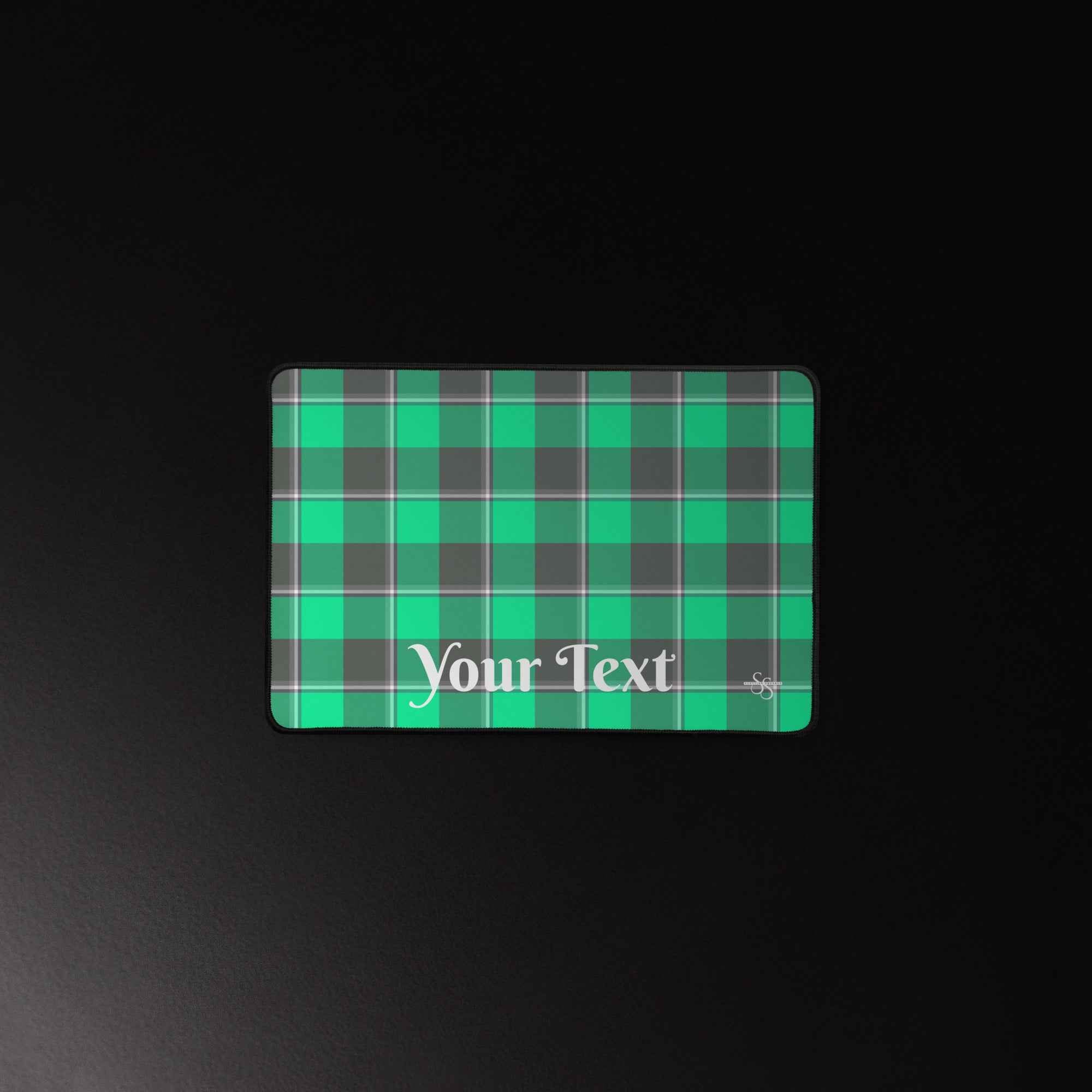 Personalized Spring Green and Finlandia Plaid Desk Mat - Scottish Squares