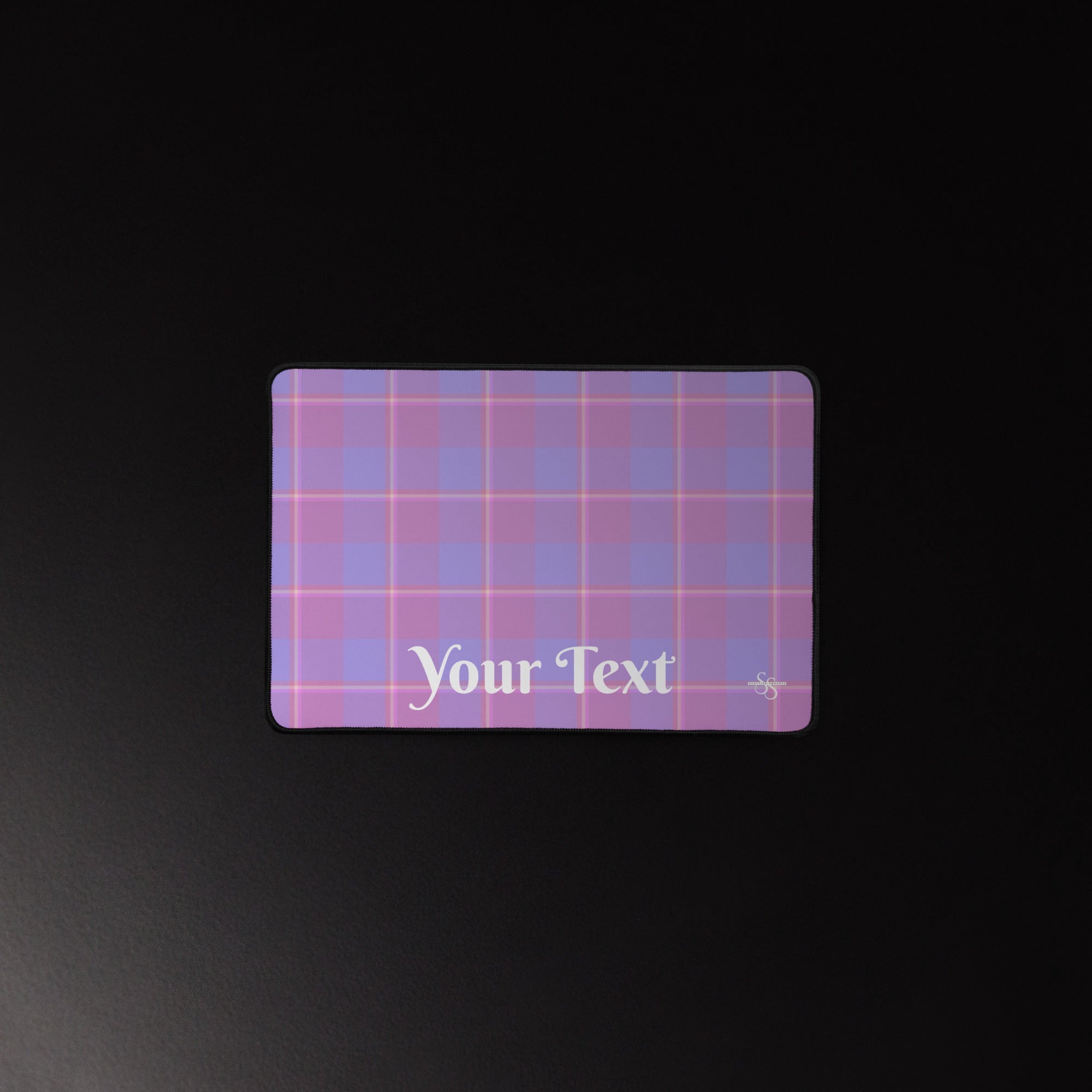 Personalized Viola and Dull Lavender Plaid Desk Mat - Scottish Squares