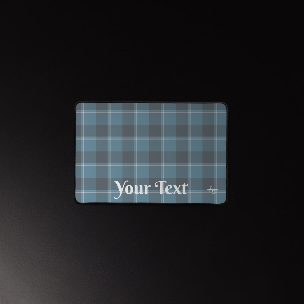 Personalized Hoki and Shuttle Gray Plaid Desk Mat - Scottish Squares
