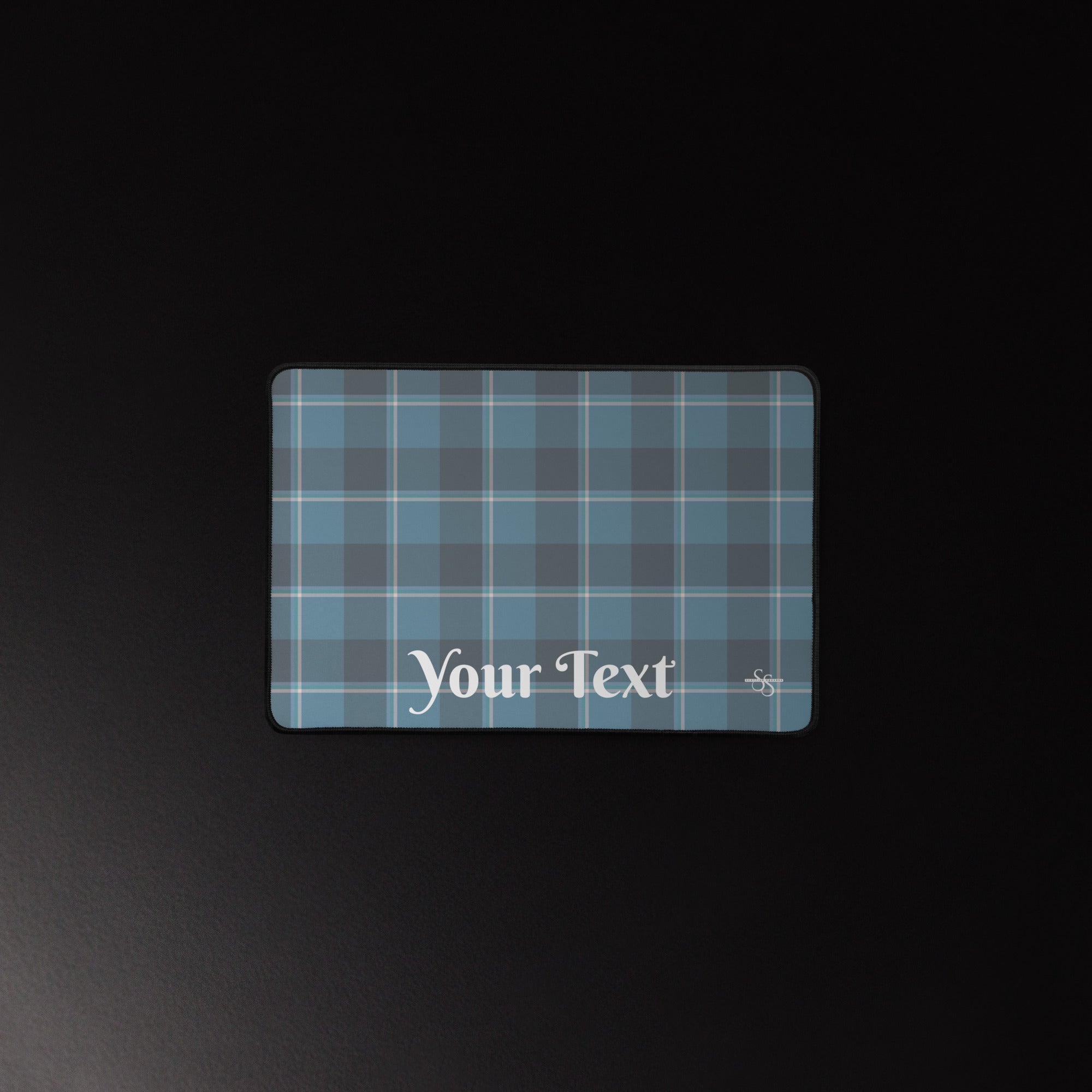 Personalized Hoki and Shuttle Gray Plaid Desk Mat - Scottish Squares