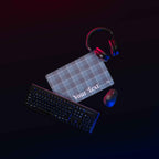 Personalized Hoki and Shuttle Gray Plaid Desk Mat - Scottish Squares