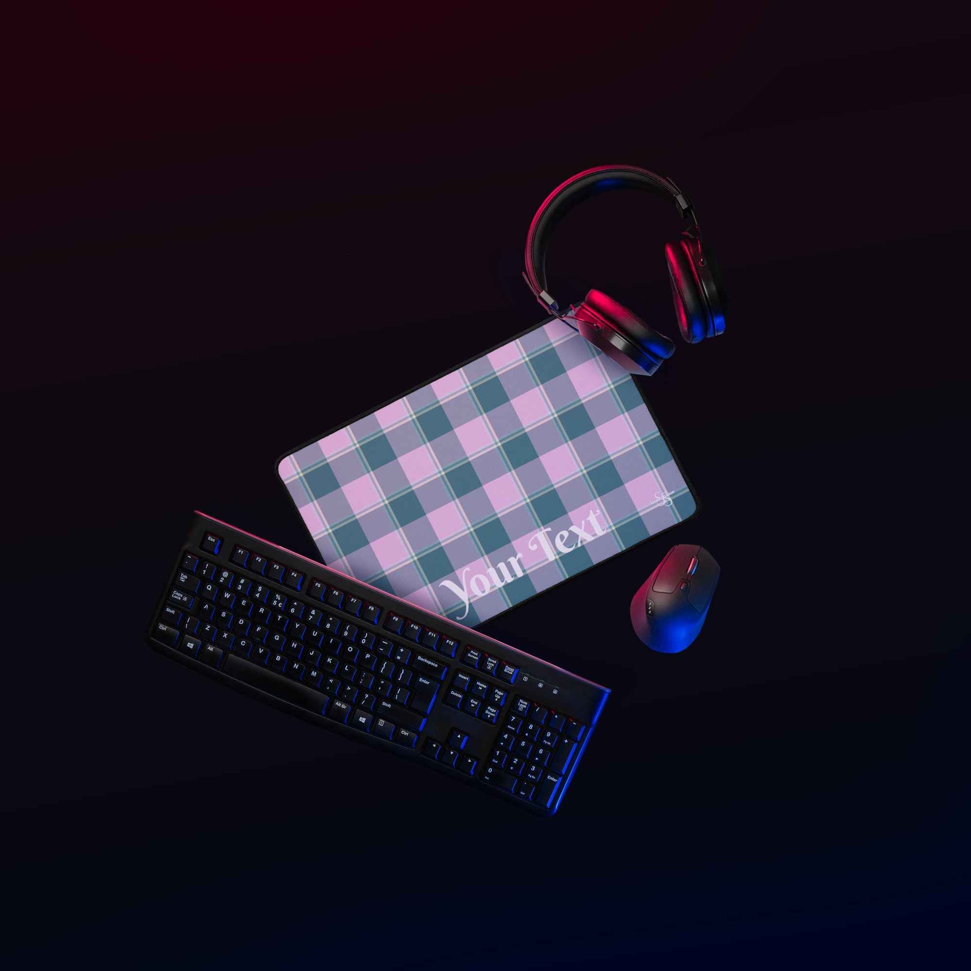 Personalized Ming and Melanie Plaid Desk Mat - Scottish Squares