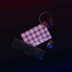 Personalized Light Wisteria and Livid Brown Plaid Desk Mat - Scottish Squares