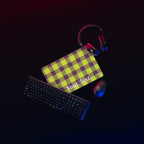 Personalized Electric Lime and Livid Brown Plaid Desk Mat - Scottish Squares