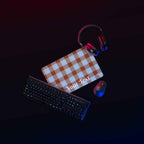 Personalized Blizzard Blue and Livid Brown Plaid Desk Mat - Scottish Squares