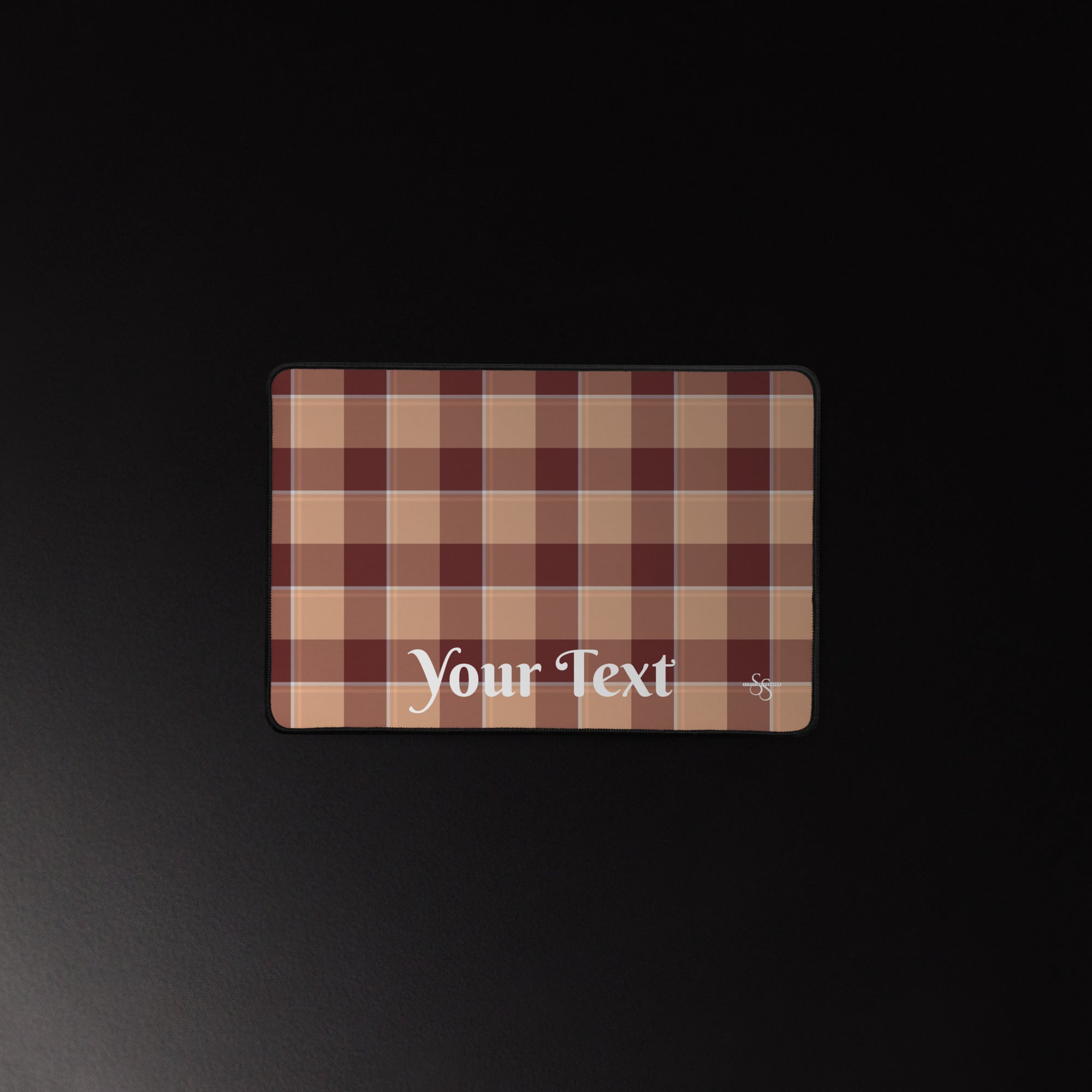 Personalized Whiskey and Livid Brown Plaid Desk Mat - Scottish Squares