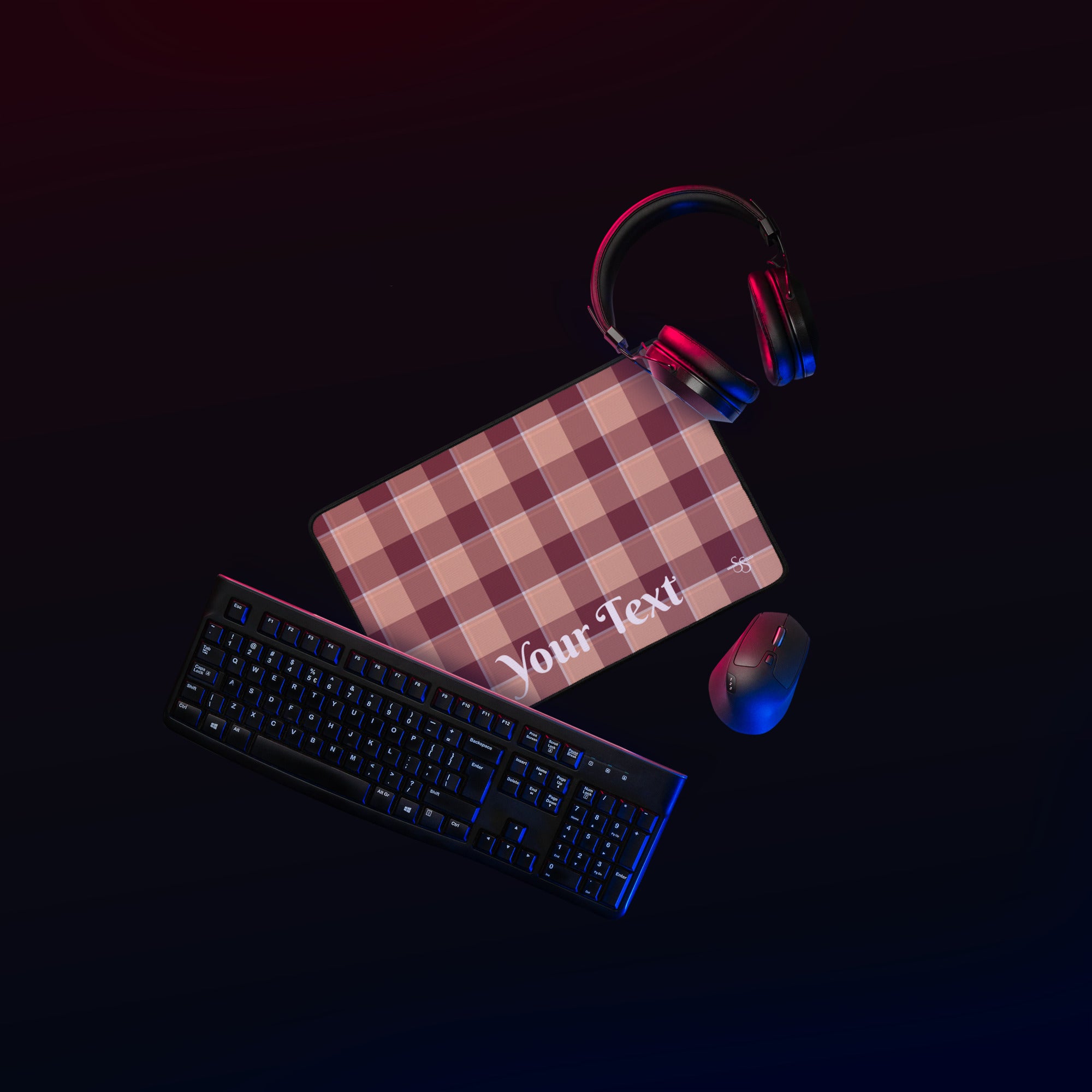 Personalized Whiskey and Livid Brown Plaid Desk Mat - Scottish Squares