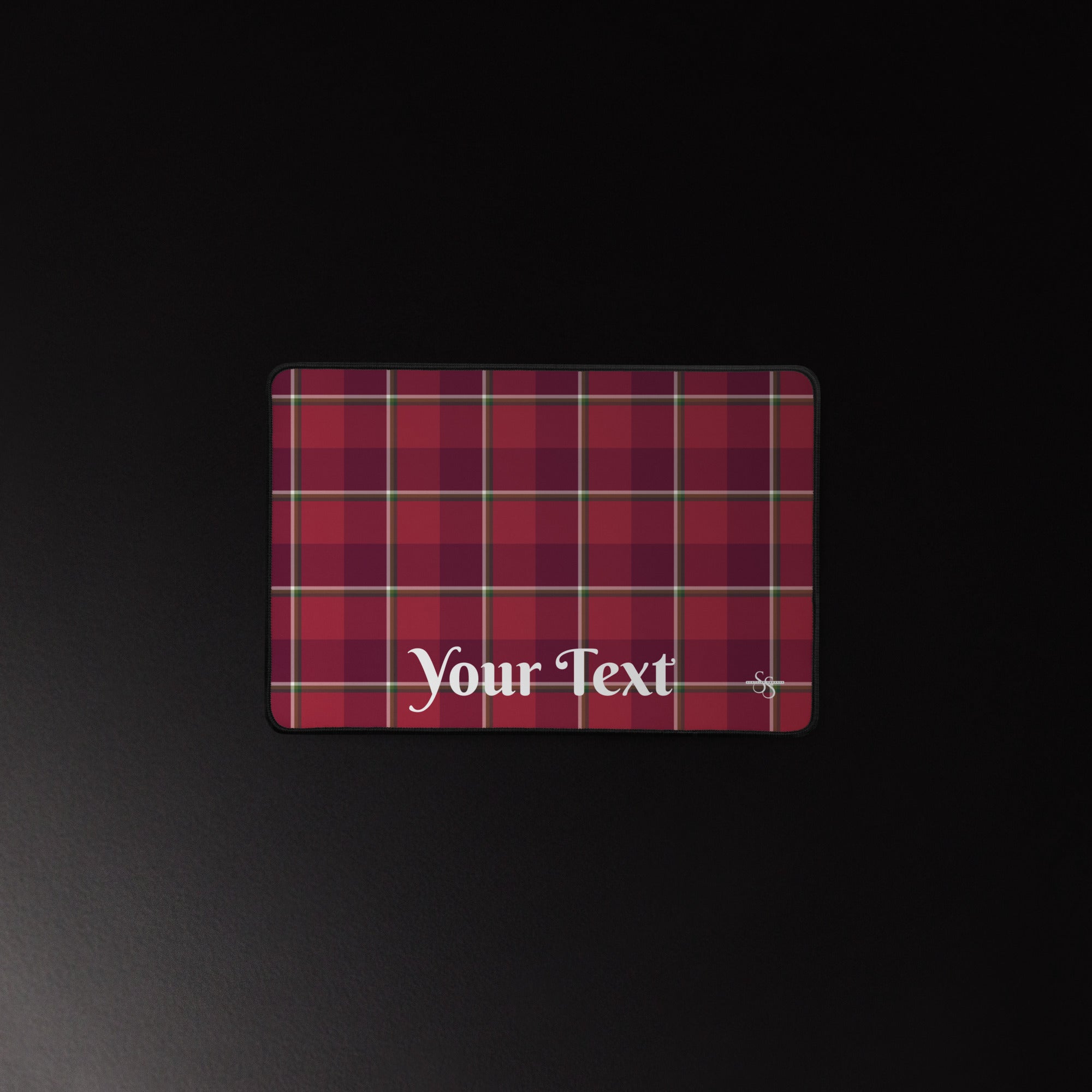 Personalized Old Brick and Cab Sav Plaid Desk Mat - Scottish Squares