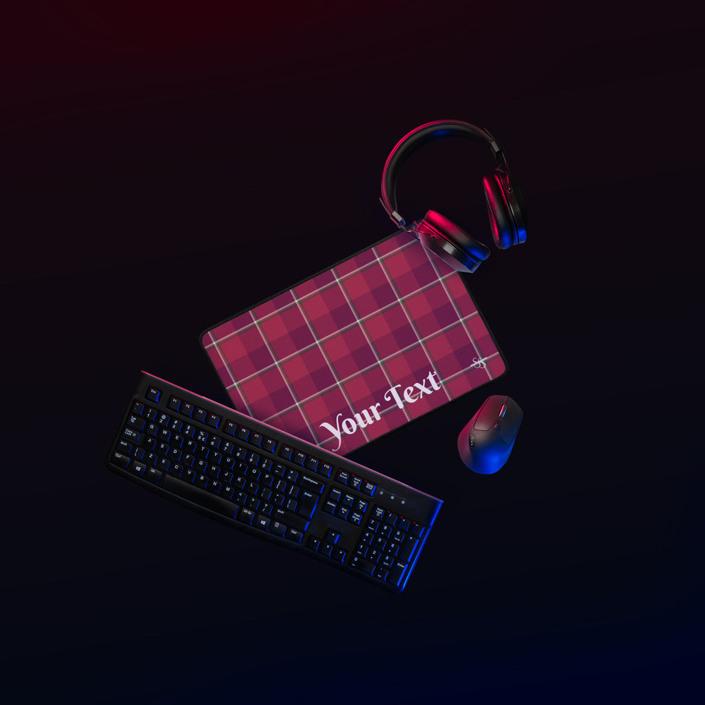 Personalized Old Brick and Cab Sav Plaid Desk Mat - Scottish Squares
