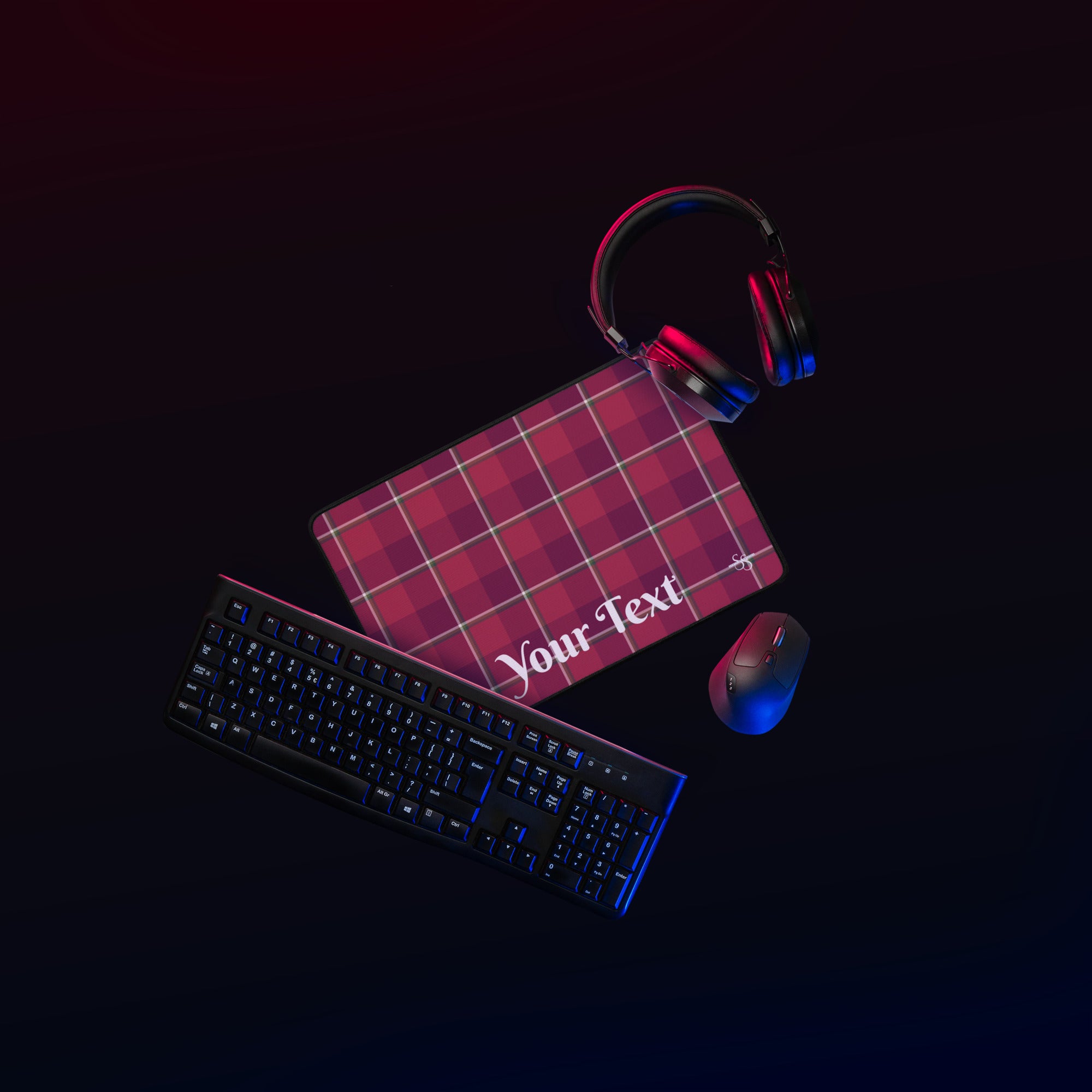 Personalized Old Brick and Cab Sav Plaid Desk Mat - Scottish Squares