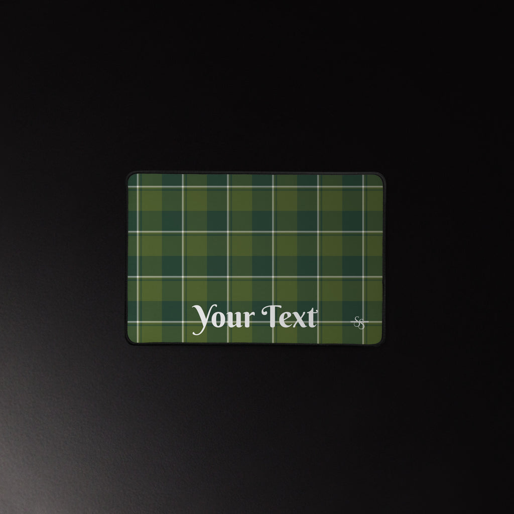 Personalized Woodland and Evergreen Plaid Desk Mat - Scottish Squares