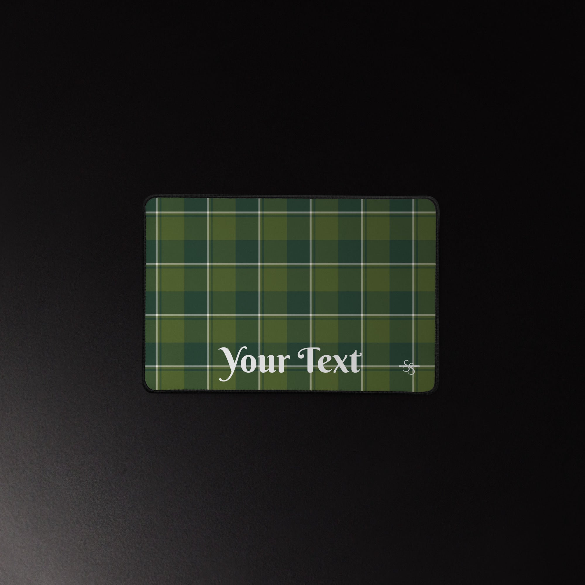 Personalized Woodland and Evergreen Plaid Desk Mat - Scottish Squares