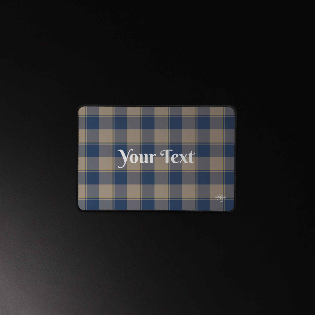 Personalized Cello and Donkey Brown Plaid Desk Mat - Scottish Squares