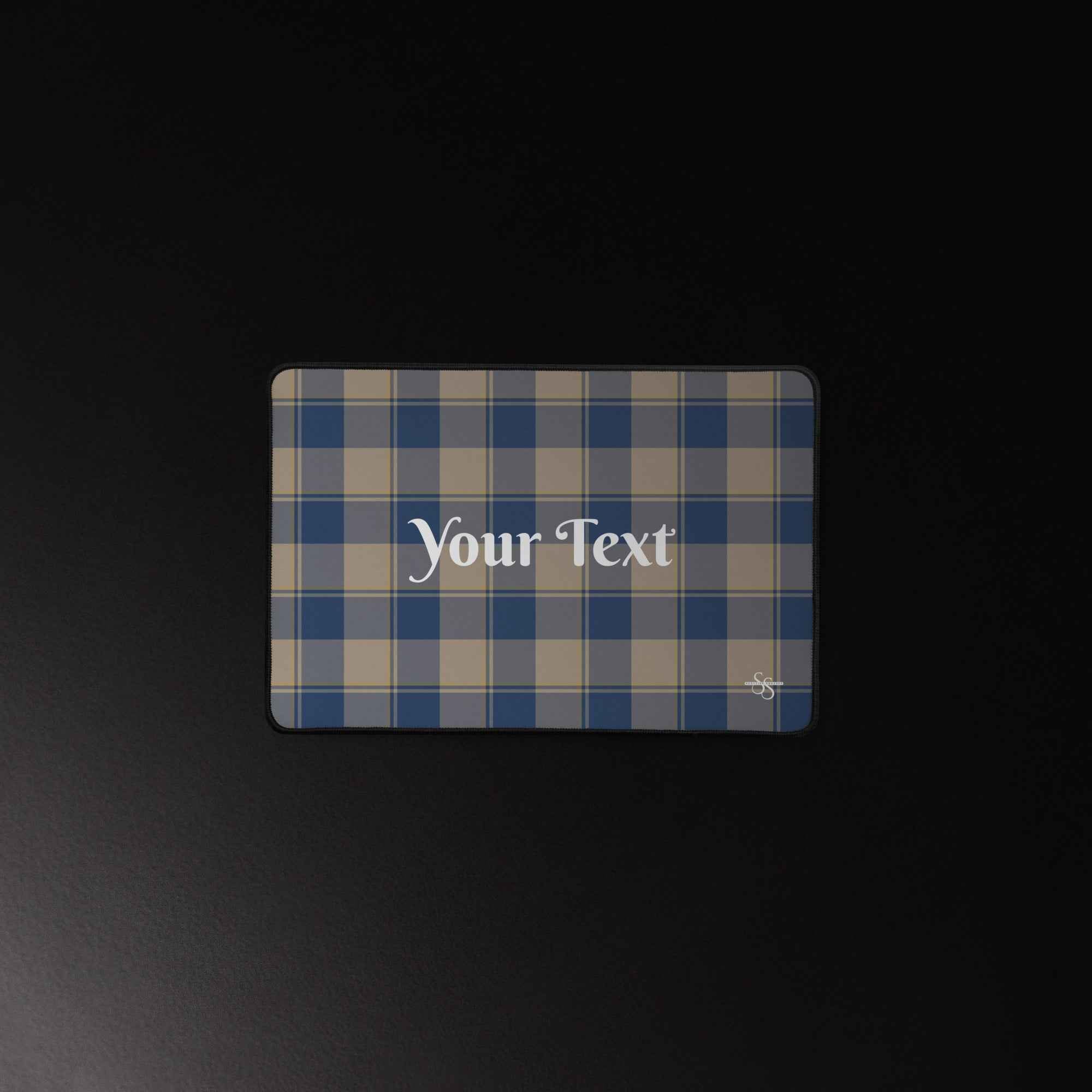 Personalized Cello and Donkey Brown Plaid Desk Mat - Scottish Squares